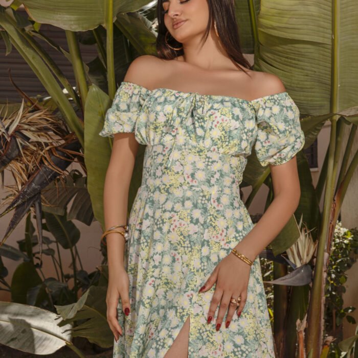 Robe longue à imprimé fleuri arbore