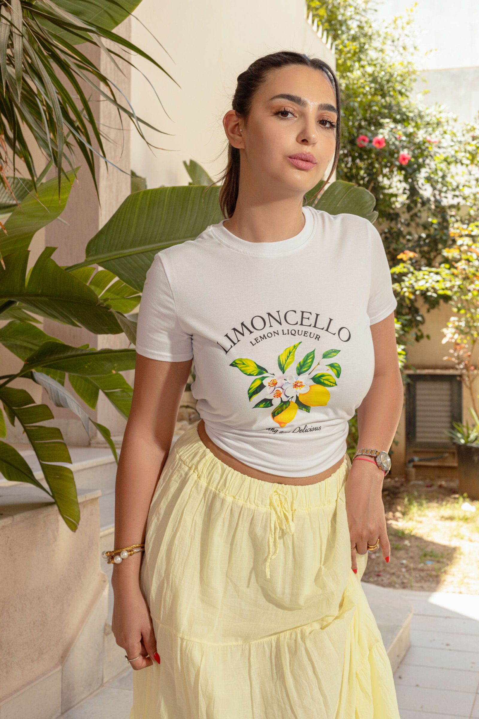 T-shirt blanc imprimé "LIMONCELLO"