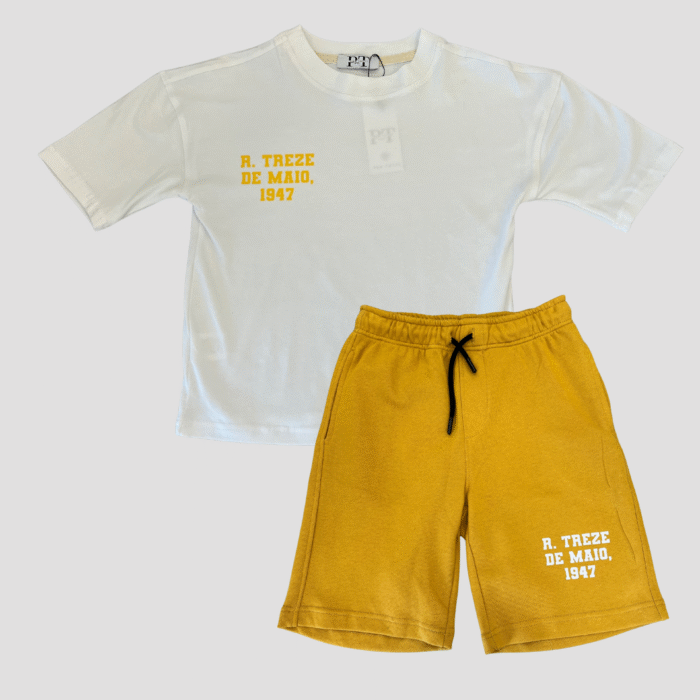 Ensemble T-shirt Blanc Short Gris Clair – R. TREZE DE MAIO