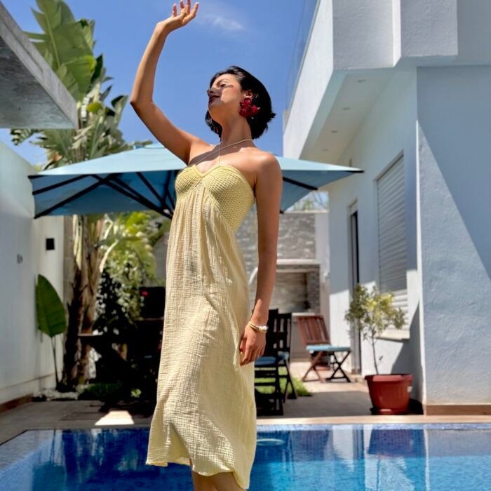 Robe Bustier Jaune Pastel – Élégance Décontractée